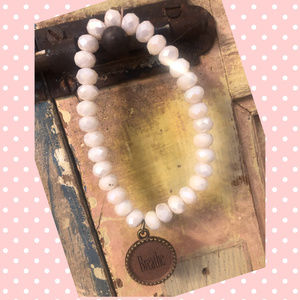 "Breathe" bracelet, white colored faux stones